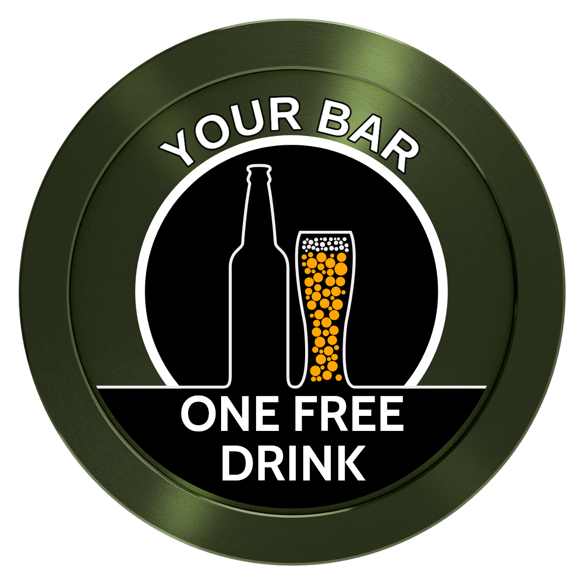 Beer and Glass Aluminum Poker Chips - Green - Front