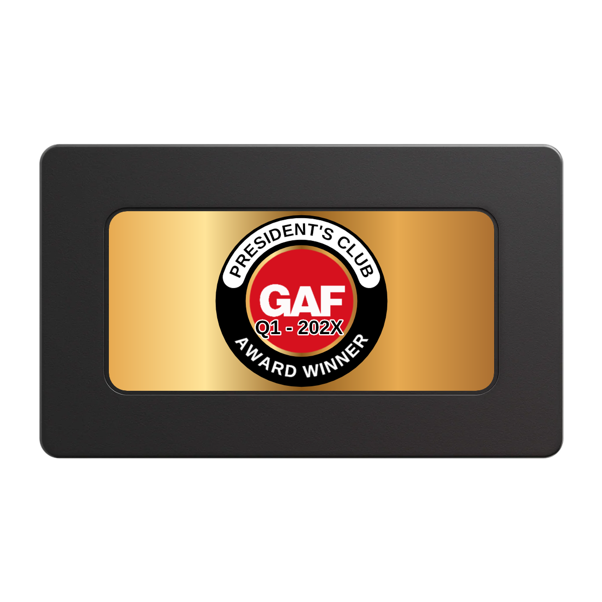 President's Club Rectangular Poker Chip Plaques - Black - Back
