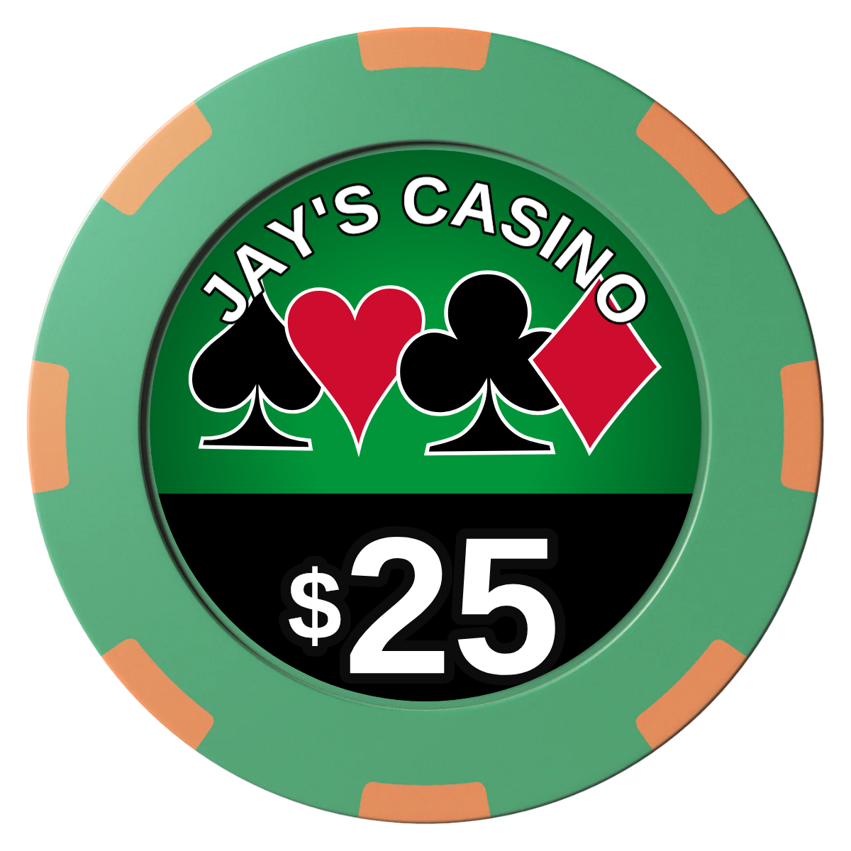 Jay's Casino Clay Poker Chips - Green / 8 Spot (2 Tone) / 40mm - Front