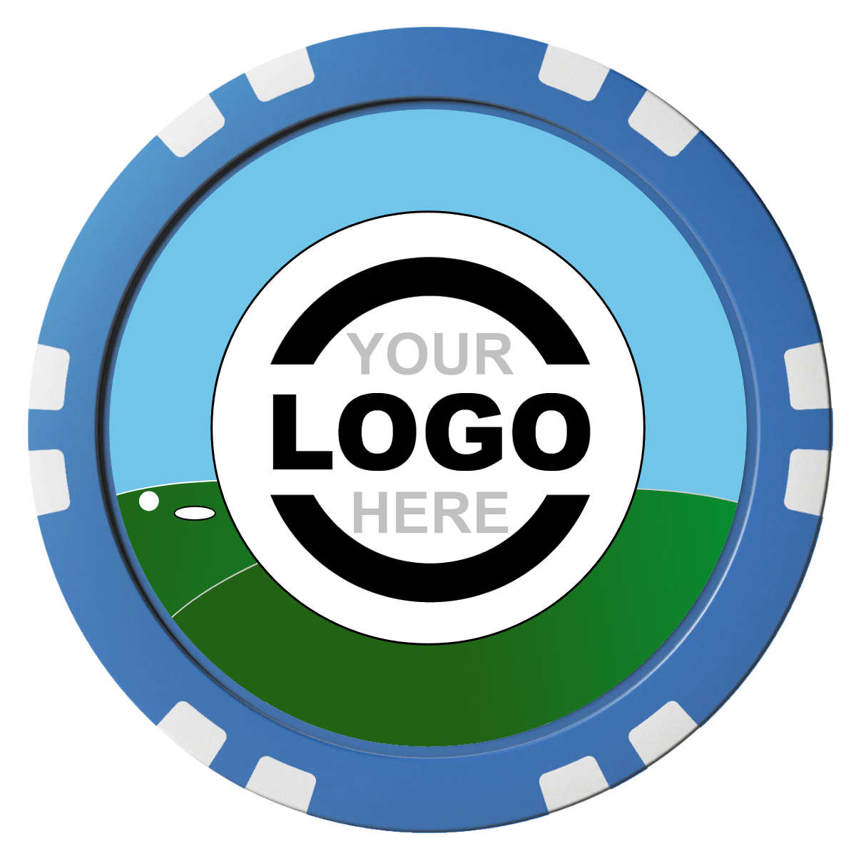 Going Golfing Today Composite Poker Chips - Blue / Double Stripe - Back