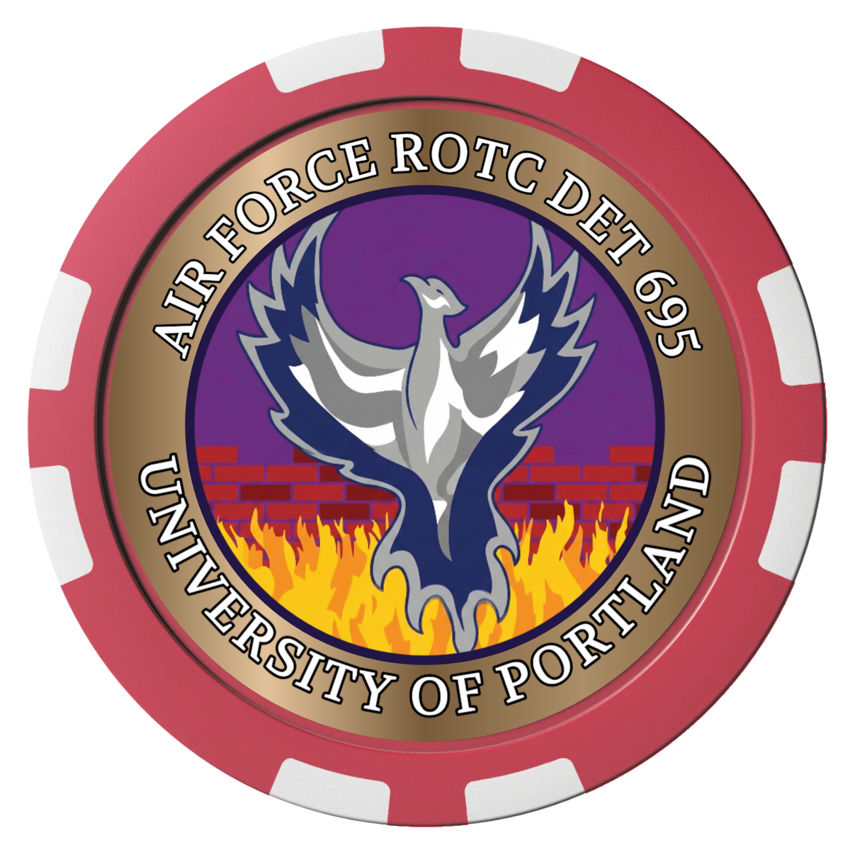 Air Force ROTC Det 695 Composite Poker Chips - Red / 8 Stripe - Front