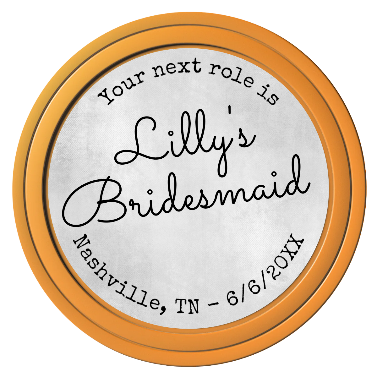 Be My Bridesmaid Simple Composite Poker Chips - Orange / Solid - Front