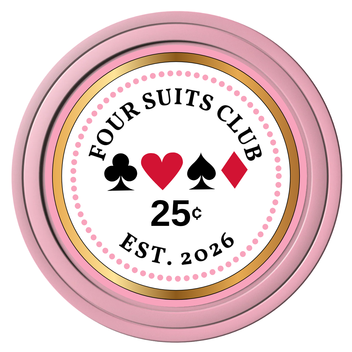 Fours Suits Club Composite Poker Chips - Pink / Solid - Front