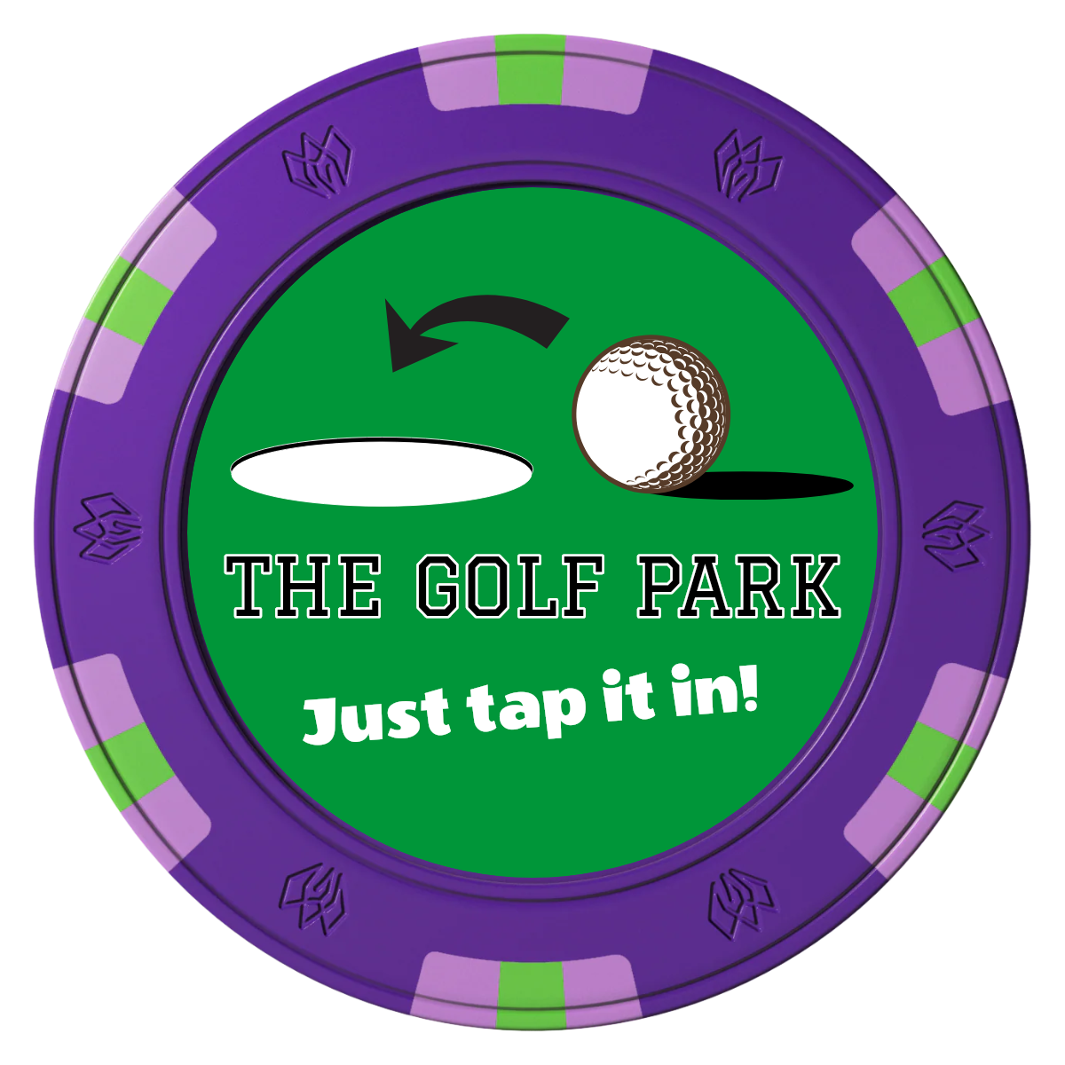 Golf Slogan Clay Poker Chips - Purple / 6 Spot Gem / 43mm - Front