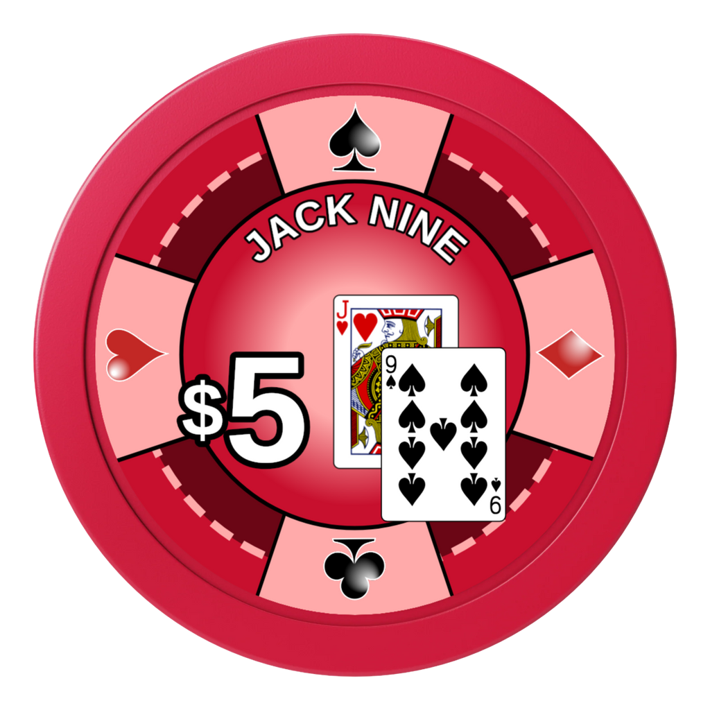 Jack Nine Card Room 2" Oversized Poker Chips - Red - Front