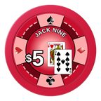 Jack Nine Card Room 2" Oversized Poker Chips - Red - Front