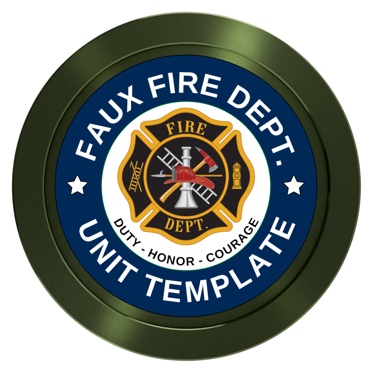 Faux Fire Dept. #01 Aluminum Poker Chips - Green - Front