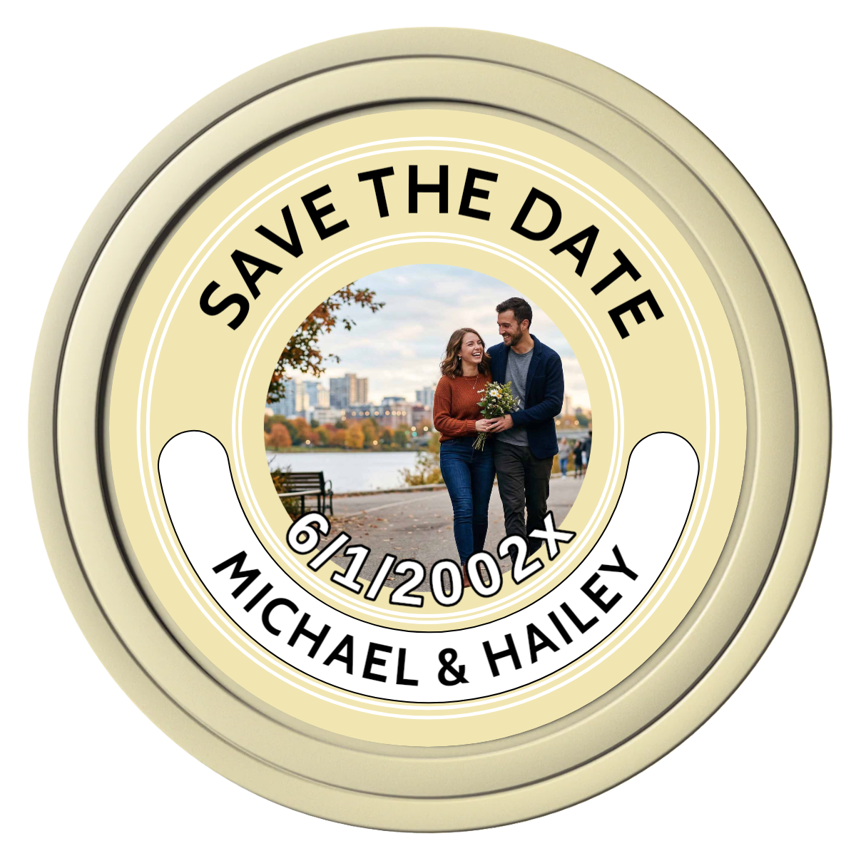 Save the Date Photo QR Code Composite Poker Chips - Ivory / Solid - Front