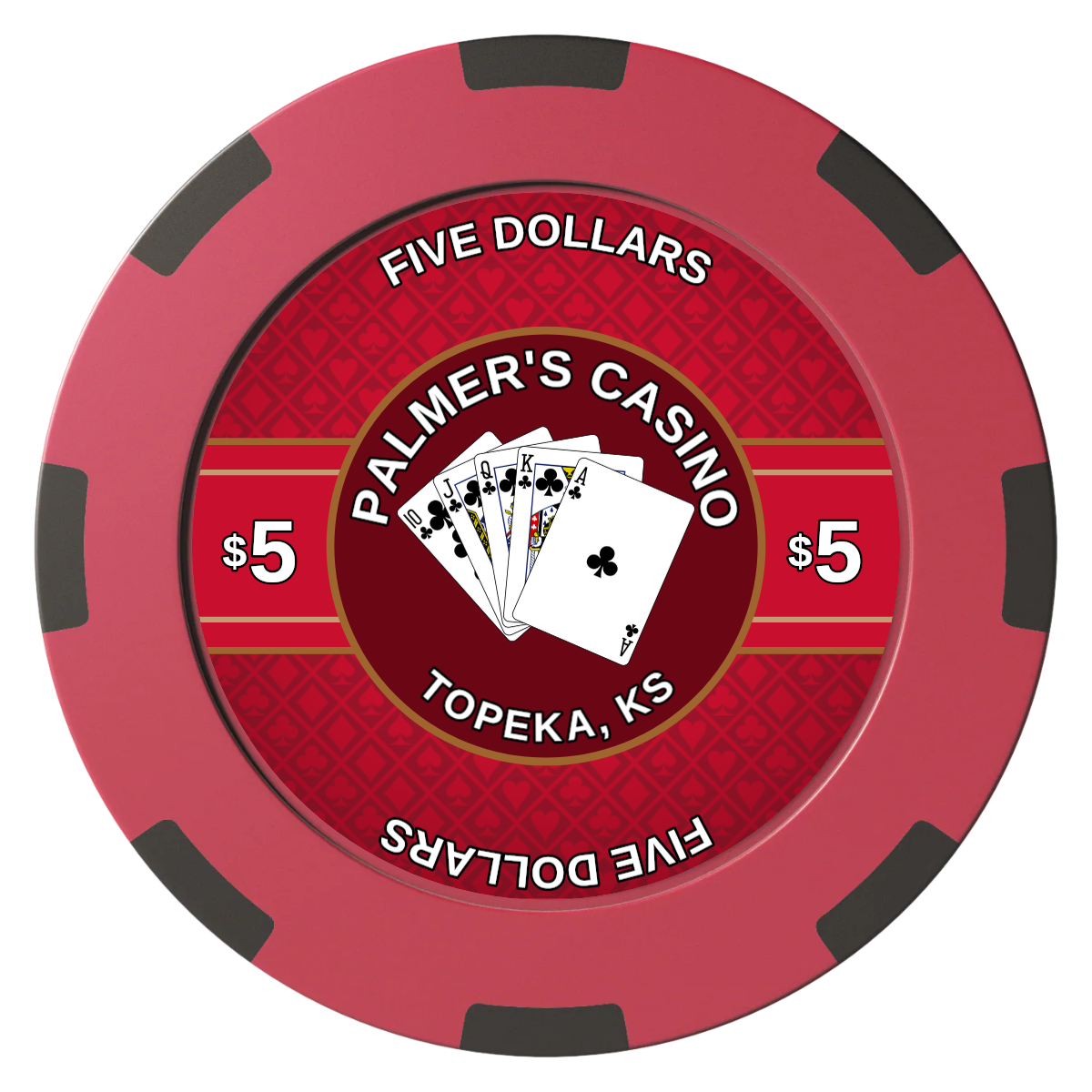 Palmer's Casino Clay Poker Chips - Red / 8 Spot (2 Tone) / 40mm - Front