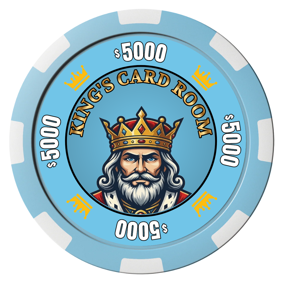 Kings Composite Poker Chips - Light Blue / 8 Spot - Front