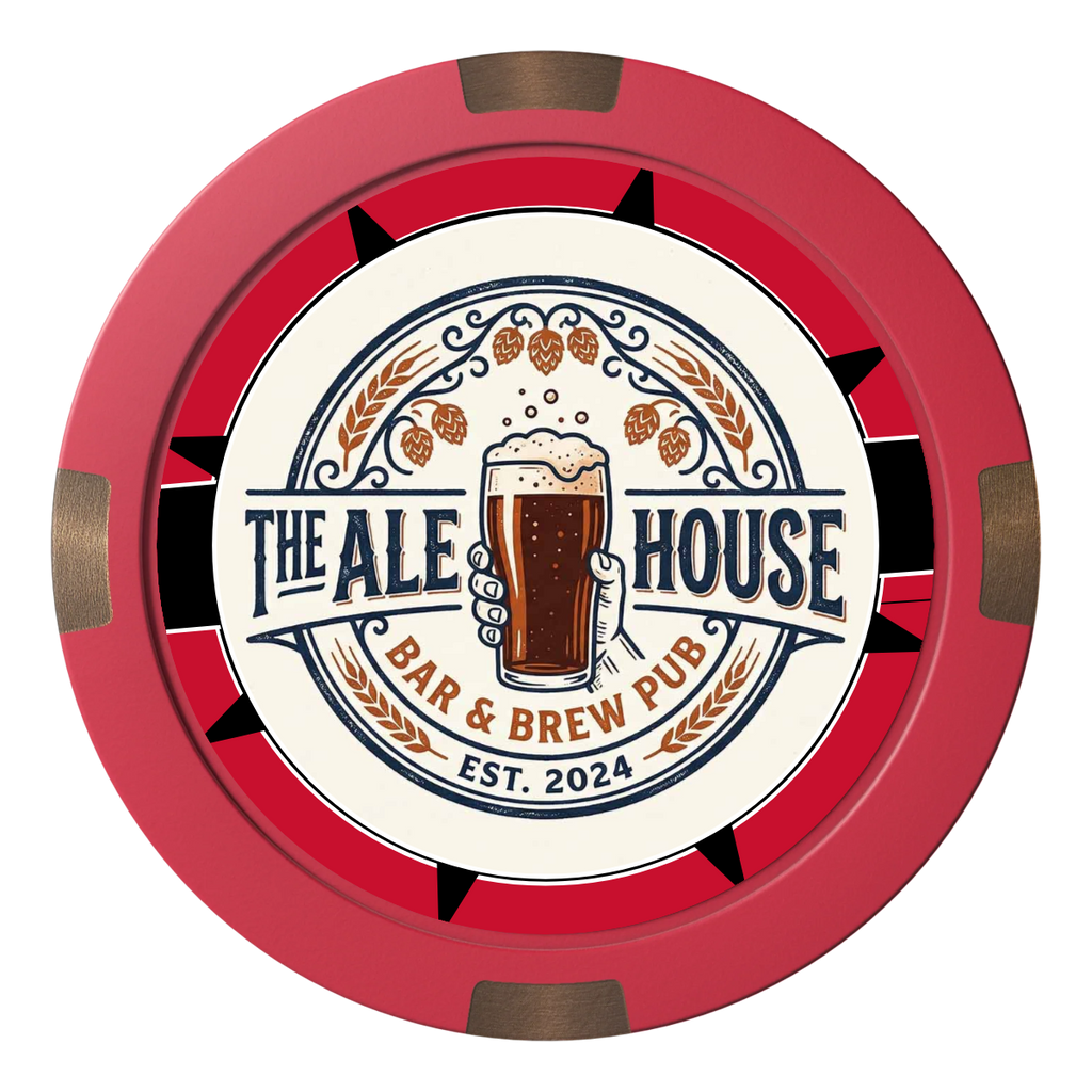 Free Beer Drink Composite & Metal Hybrid Poker Chips - Red - Back