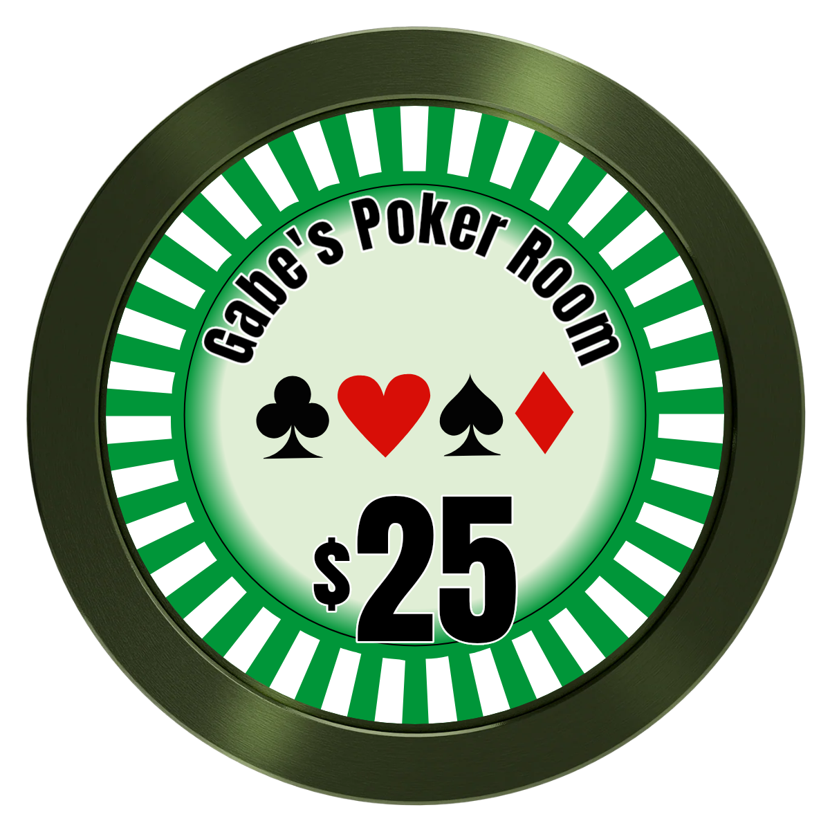 Gabe's Poker Room Aluminum Poker Chips - Green - Front