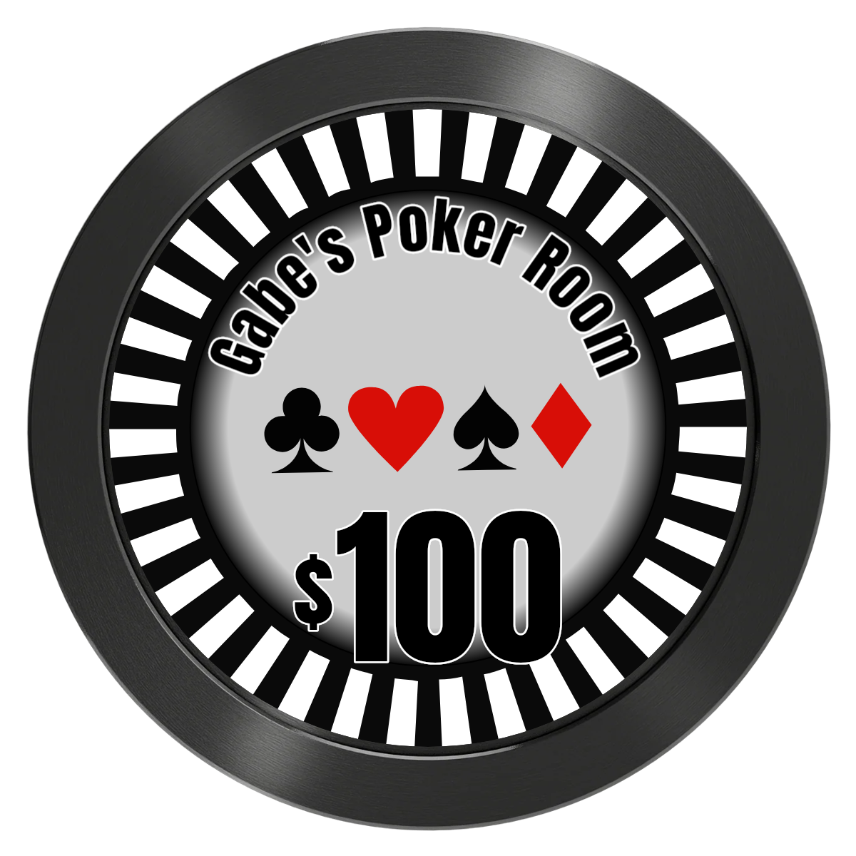 Gabe's Poker Room Aluminum Poker Chips - Black - Front
