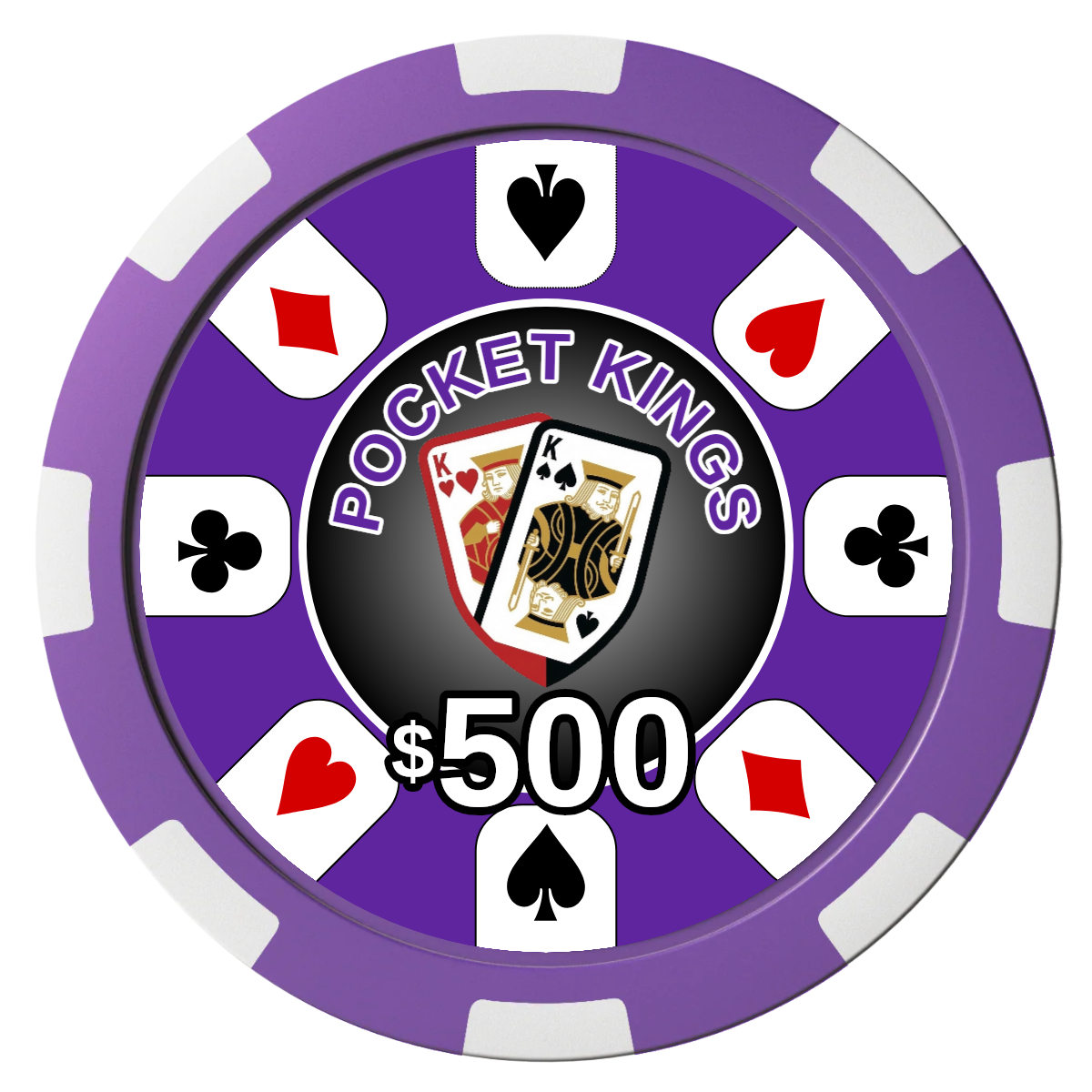 Pocket Kings Composite Poker Chips - Purple / 8 Spot - Front