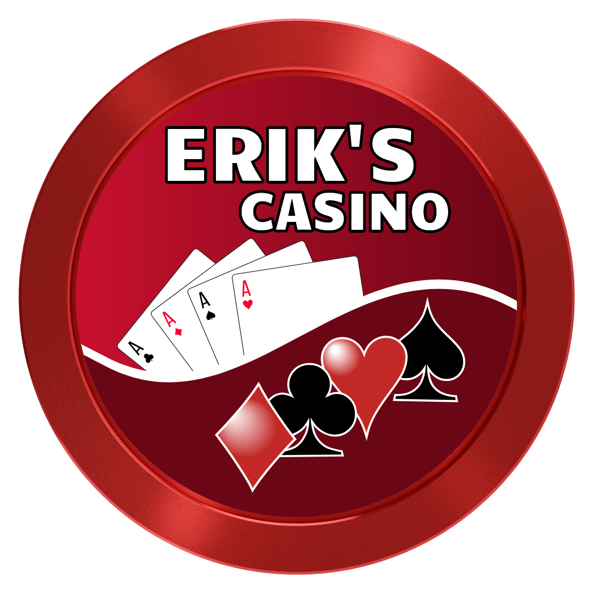 Erik's Casino Aluminum Poker Chips - Red - Front
