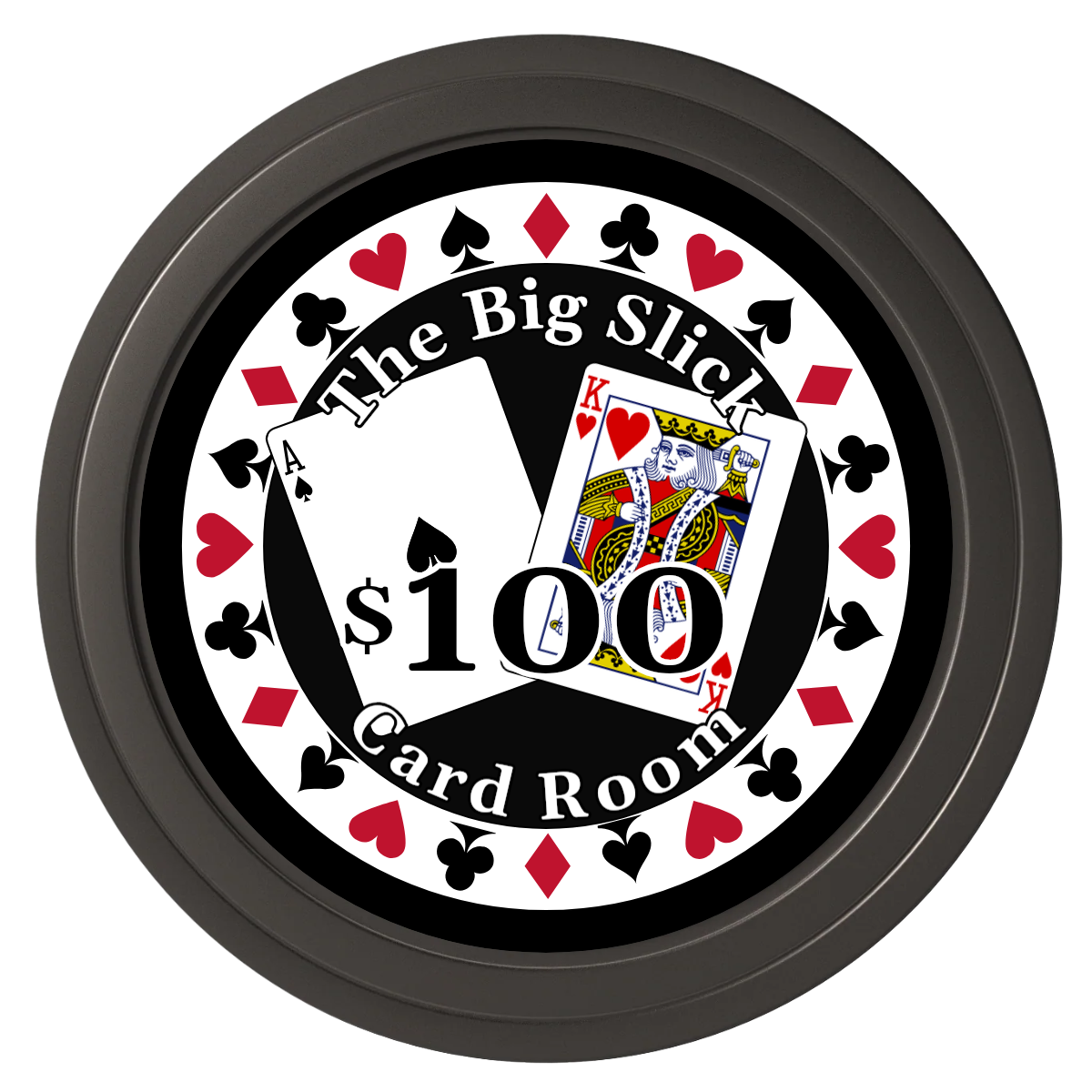 AK Big Slick Composite Poker Chips - Black / Solid - Front