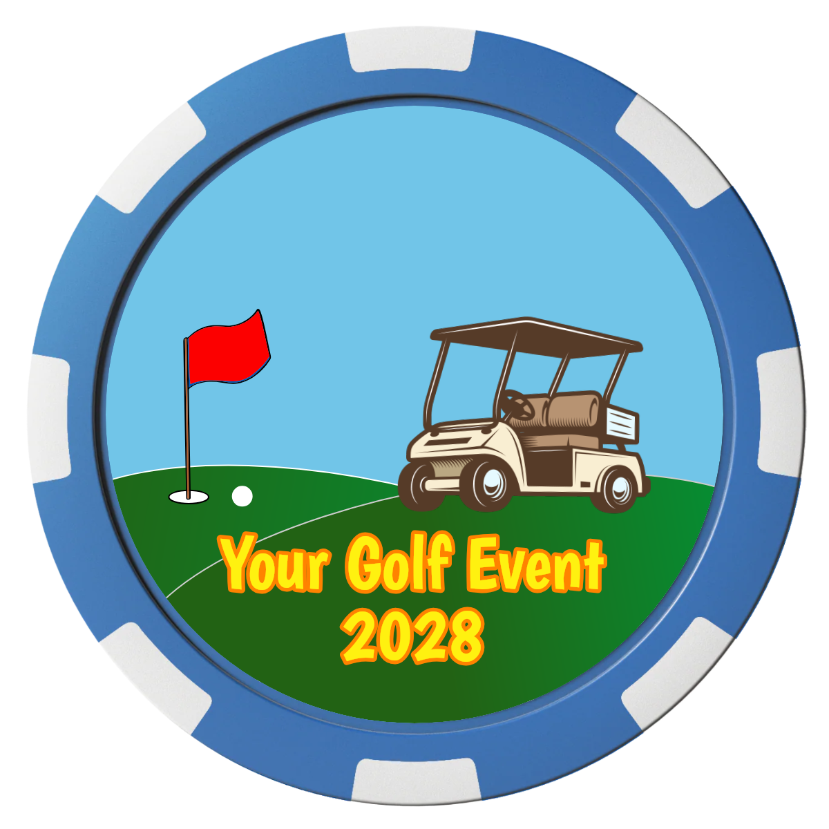 Going Golfing Today Magnetic Composite Poker Chips - Blue / 8 Spot - Front