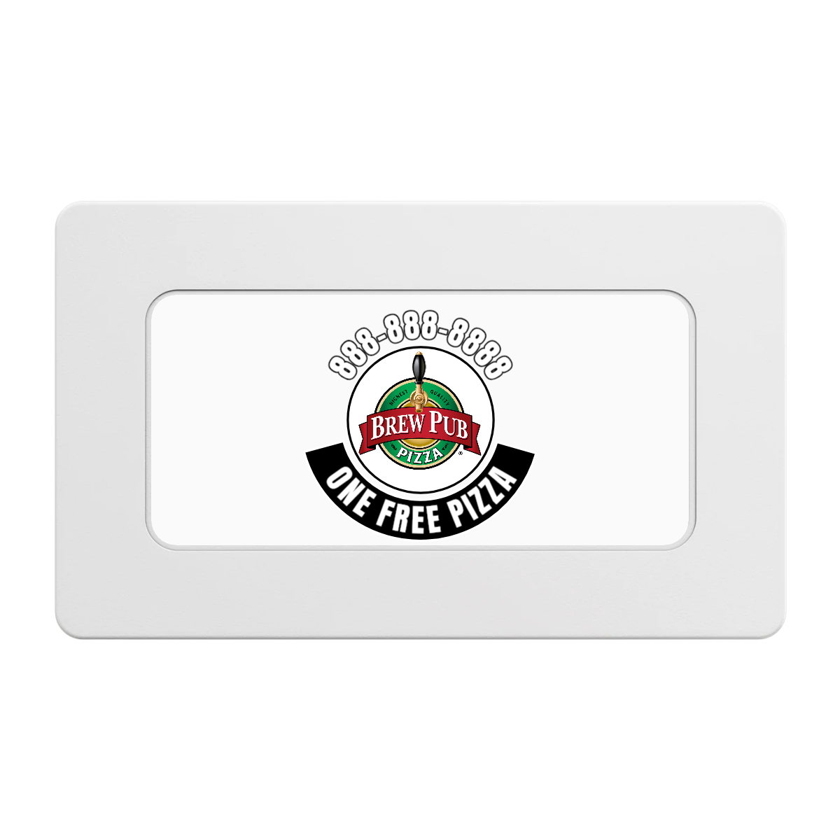 Brew Pub or Pizzeria with Logo Rectangular Poker Chip Plaques - White - Front