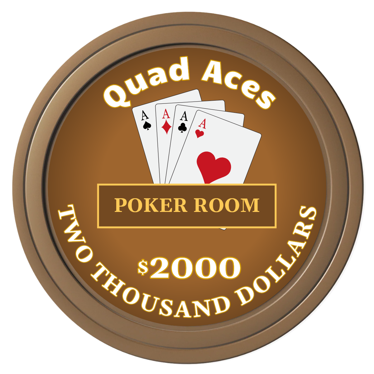 Quad Aces Composite Poker Chips - Brown / Solid - Front