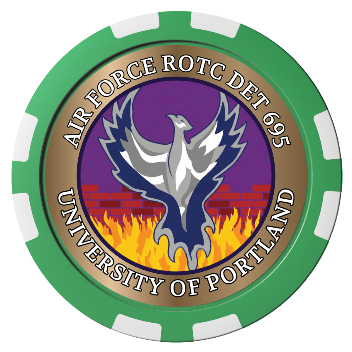 Air Force ROTC Det 695 Composite Poker Chips - Green / 8 Stripe - Front