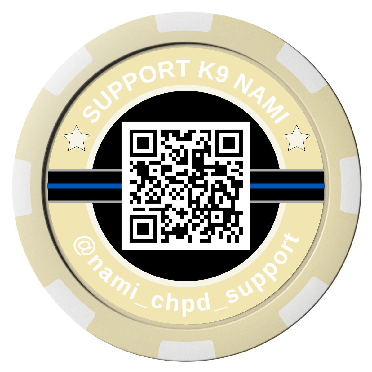 Police Department K9 #02 Magnetic Composite Poker Chips - Ivory / 8 Spot - Back