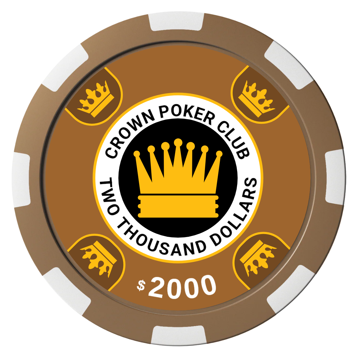 Crown Card Room Composite Poker Chips - Brown / 8 Spot - Front
