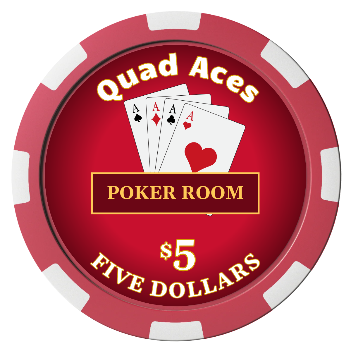 Quad Aces Composite Poker Chips - Red / 8 Spot - Front