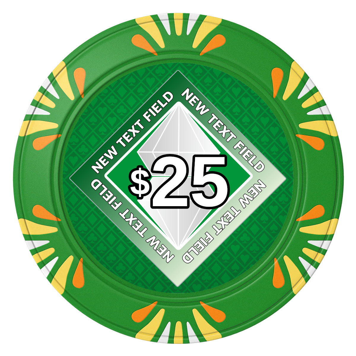 Diamond in the Rough Clay Poker Chips - Green / Macau / 40mm - Front