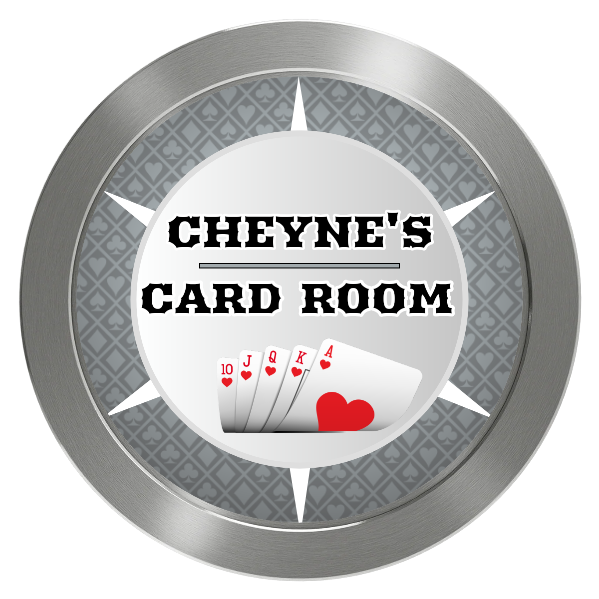 Cheyne's Card Room Aluminum Poker Chips - Silver - Back