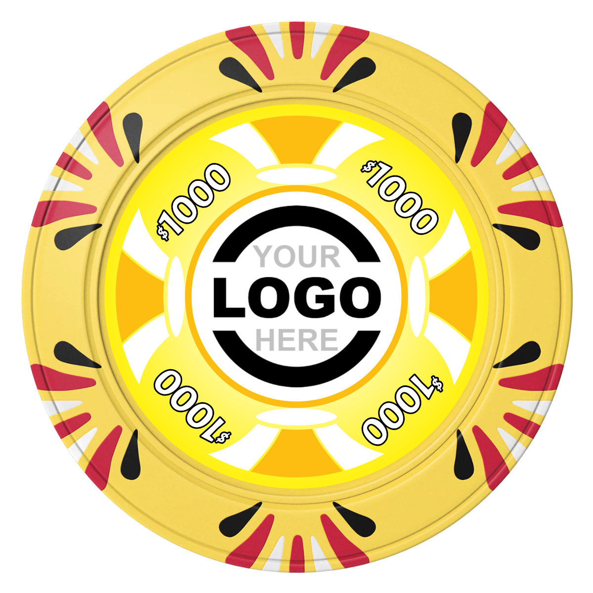 Alan Baker 4-2S A Clay Poker Chips - Yellow / Macau / 40mm - Front