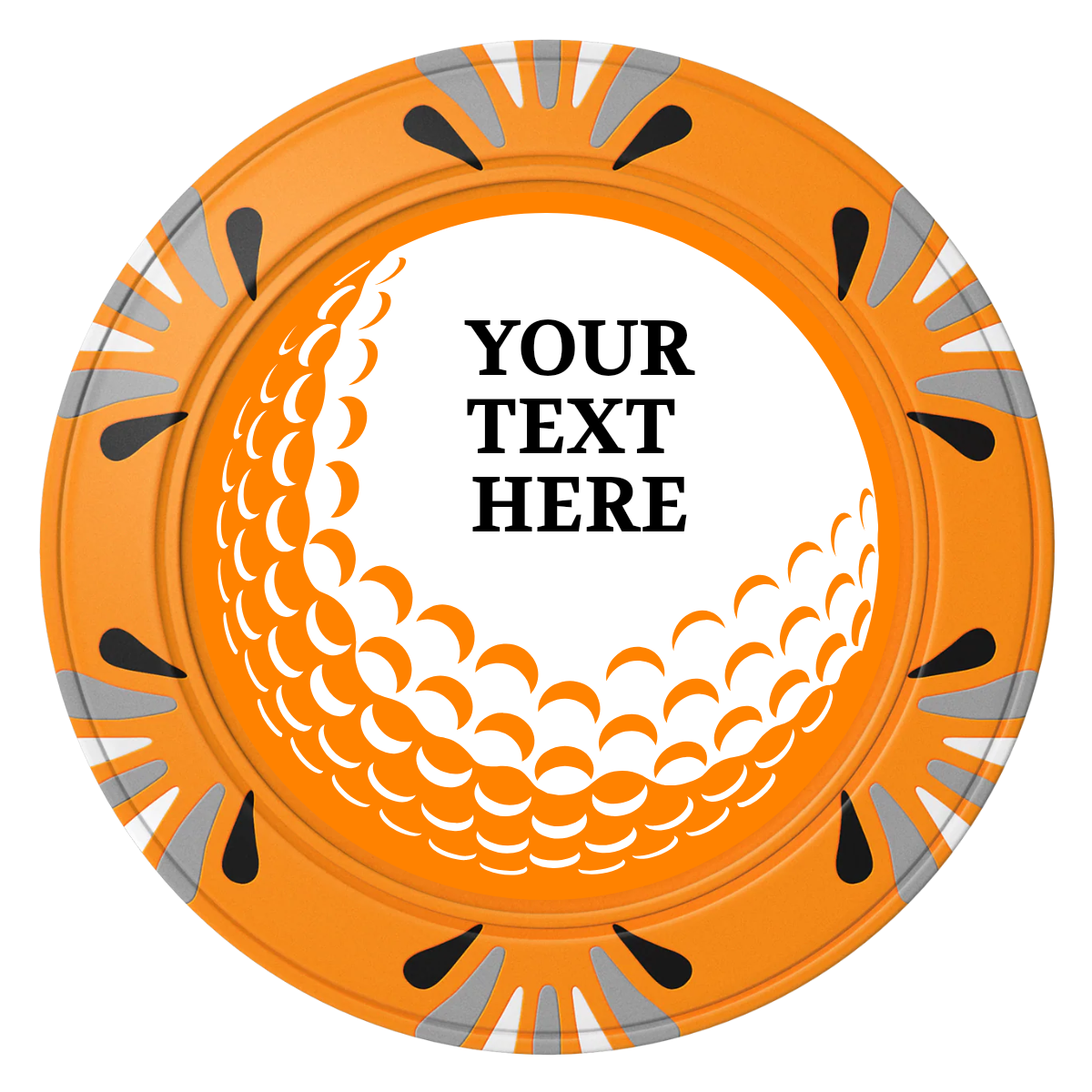 Hole In One Clay Poker Chips - Orange / Macau / 40mm - Front