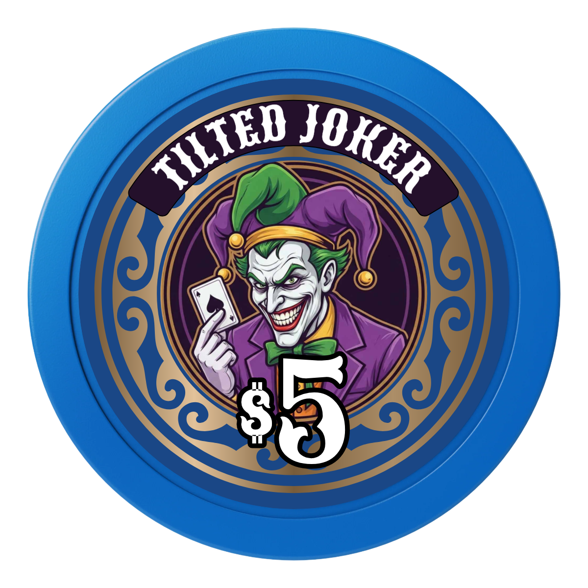 Tilted Joker 2" Composite Dealer Button - Blue - Back