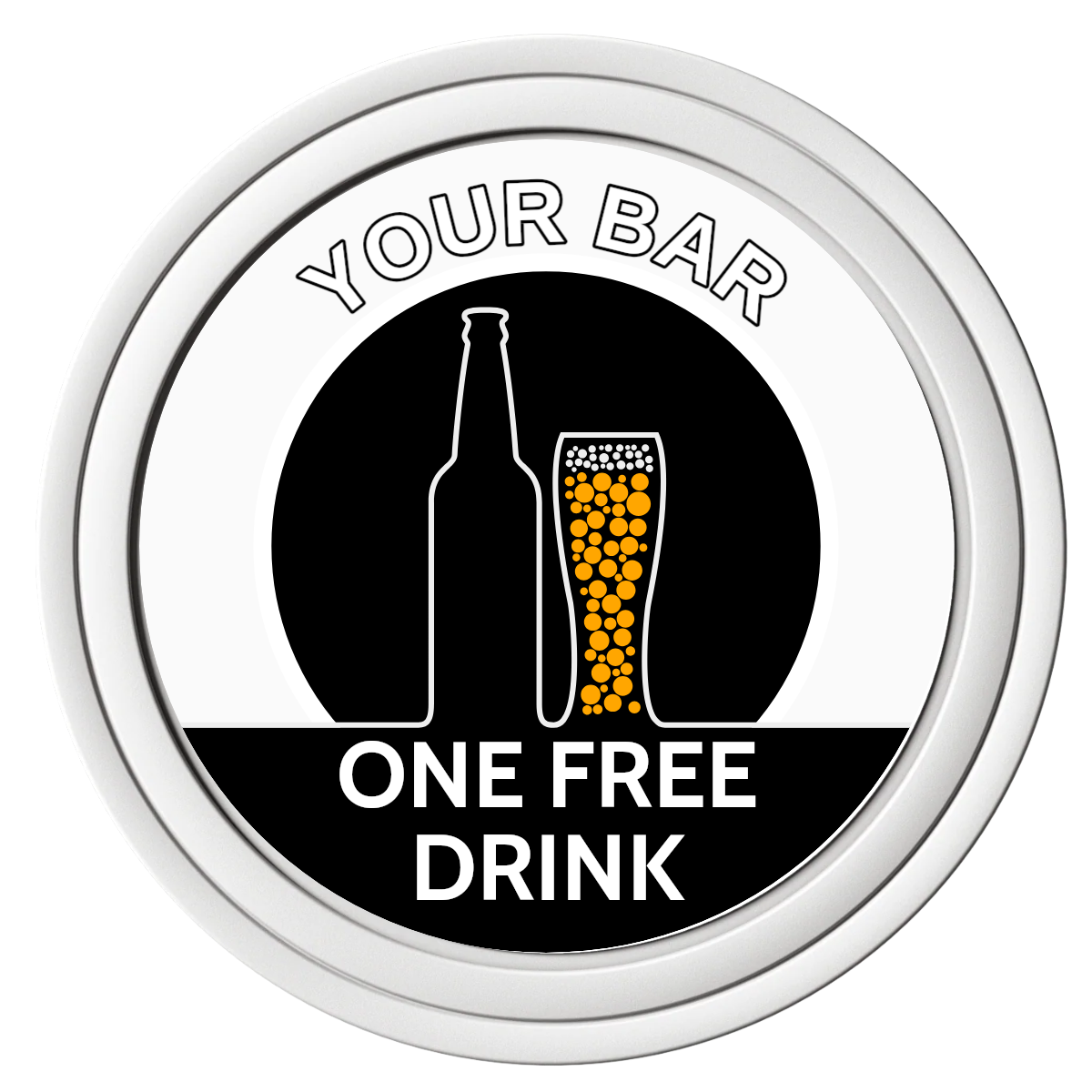 Beer and Glass Composite Poker Chips - White / Solid - Front