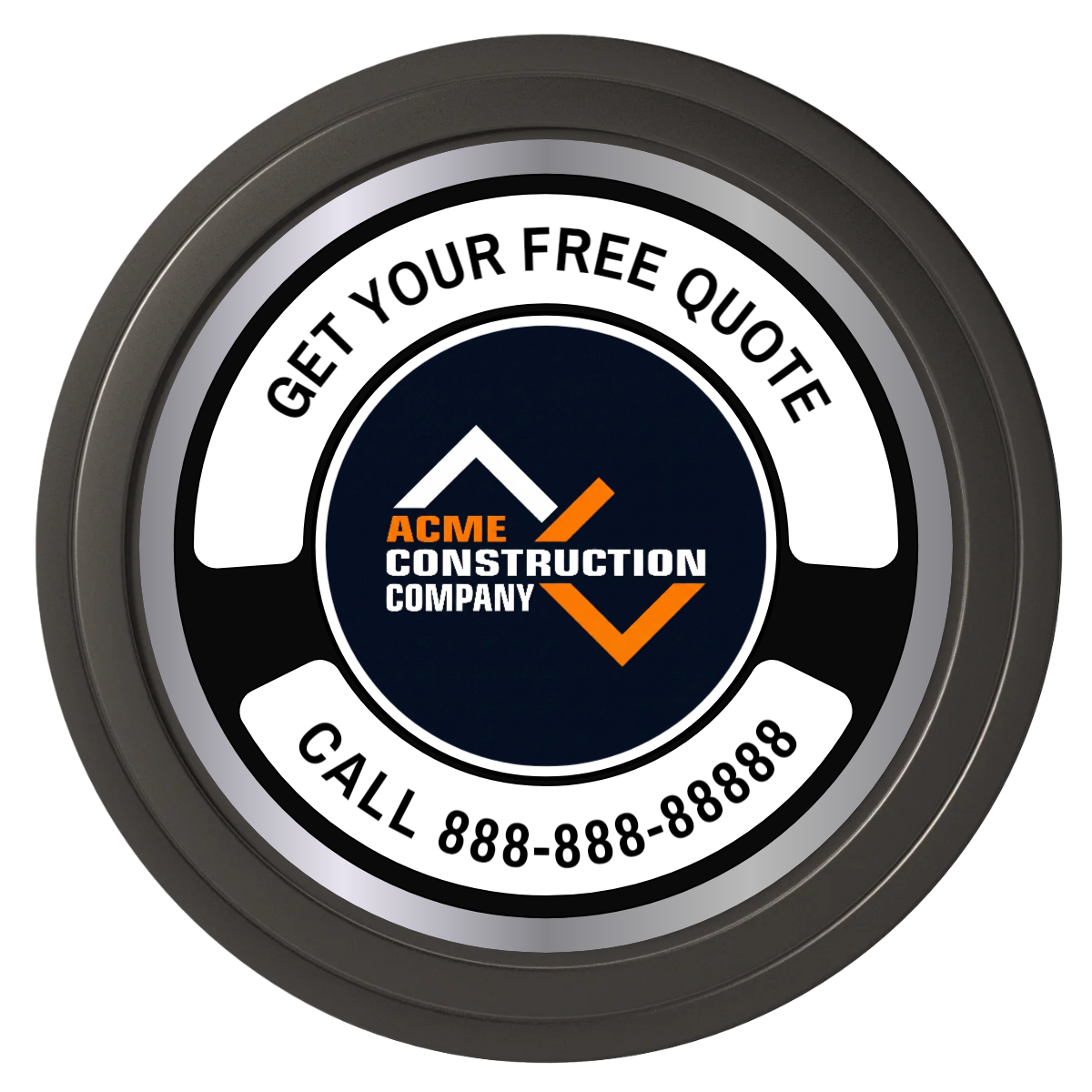 Acme Construction Composite Poker Chips - Black / Solid - Back