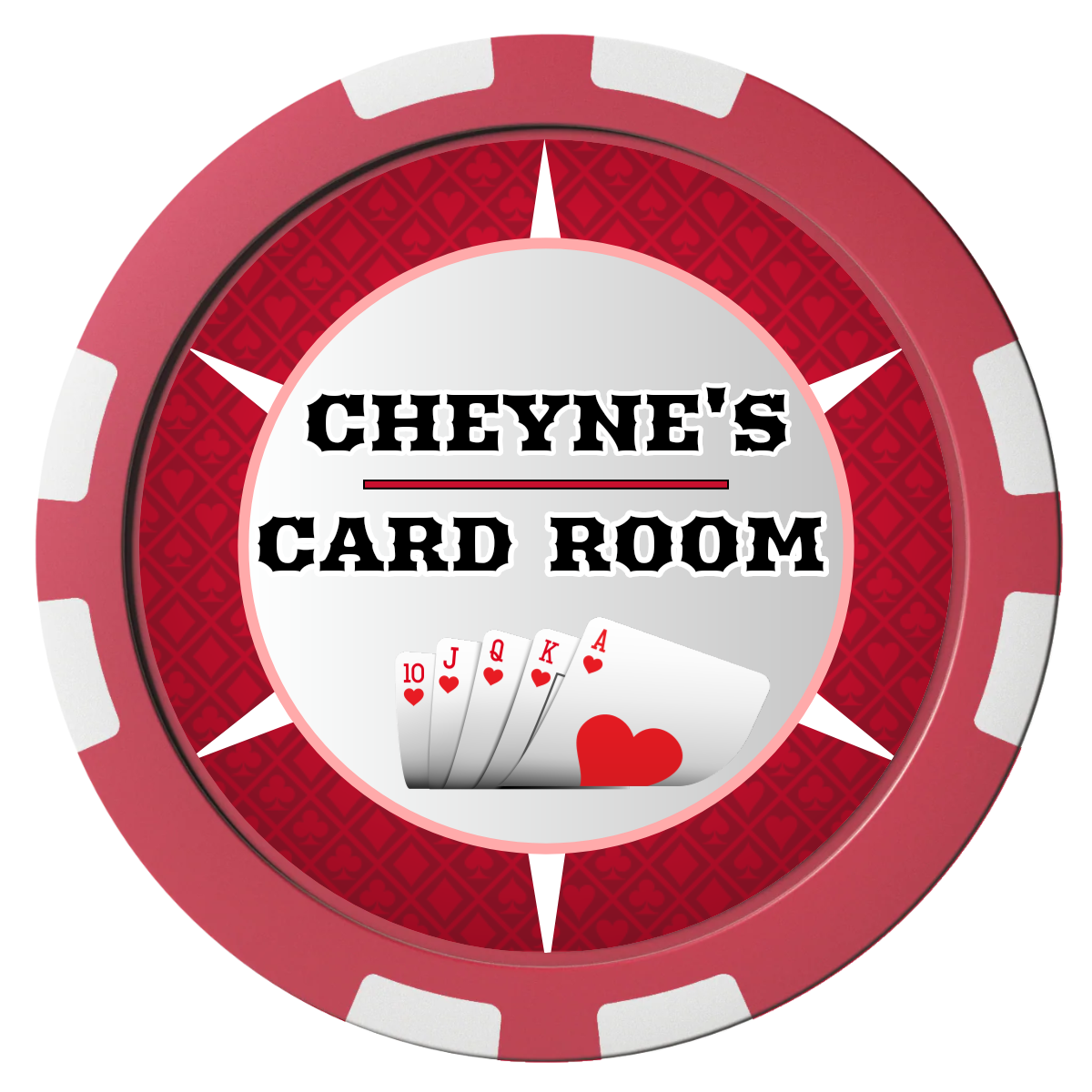 Cheyne's Card Room Composite Poker Chips - Red / 8 Stripe - Front