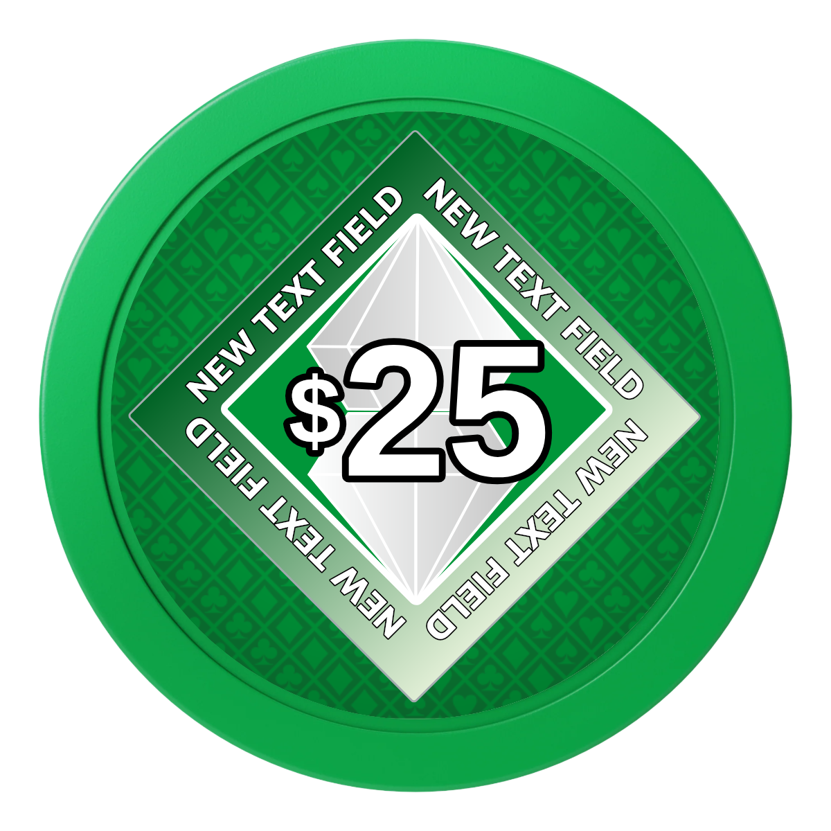 Diamond in the Rough 2" Oversized Poker Chips - Green - Front