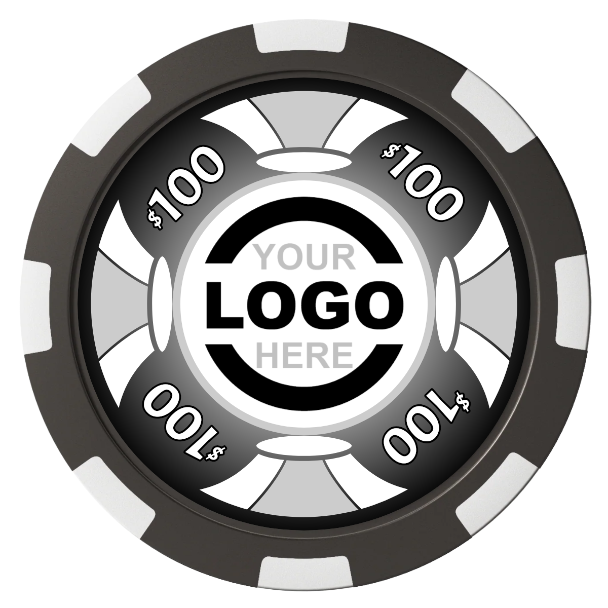 Alan Baker 4-2S A Magnetic Composite Poker Chips - Black / 8 Spot - Back