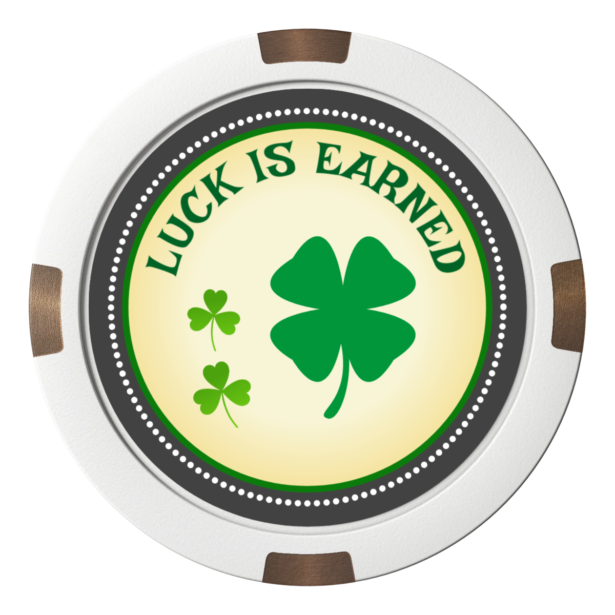 Irish Luck Composite & Metal Hybrid Poker Card Protectors - White - Front