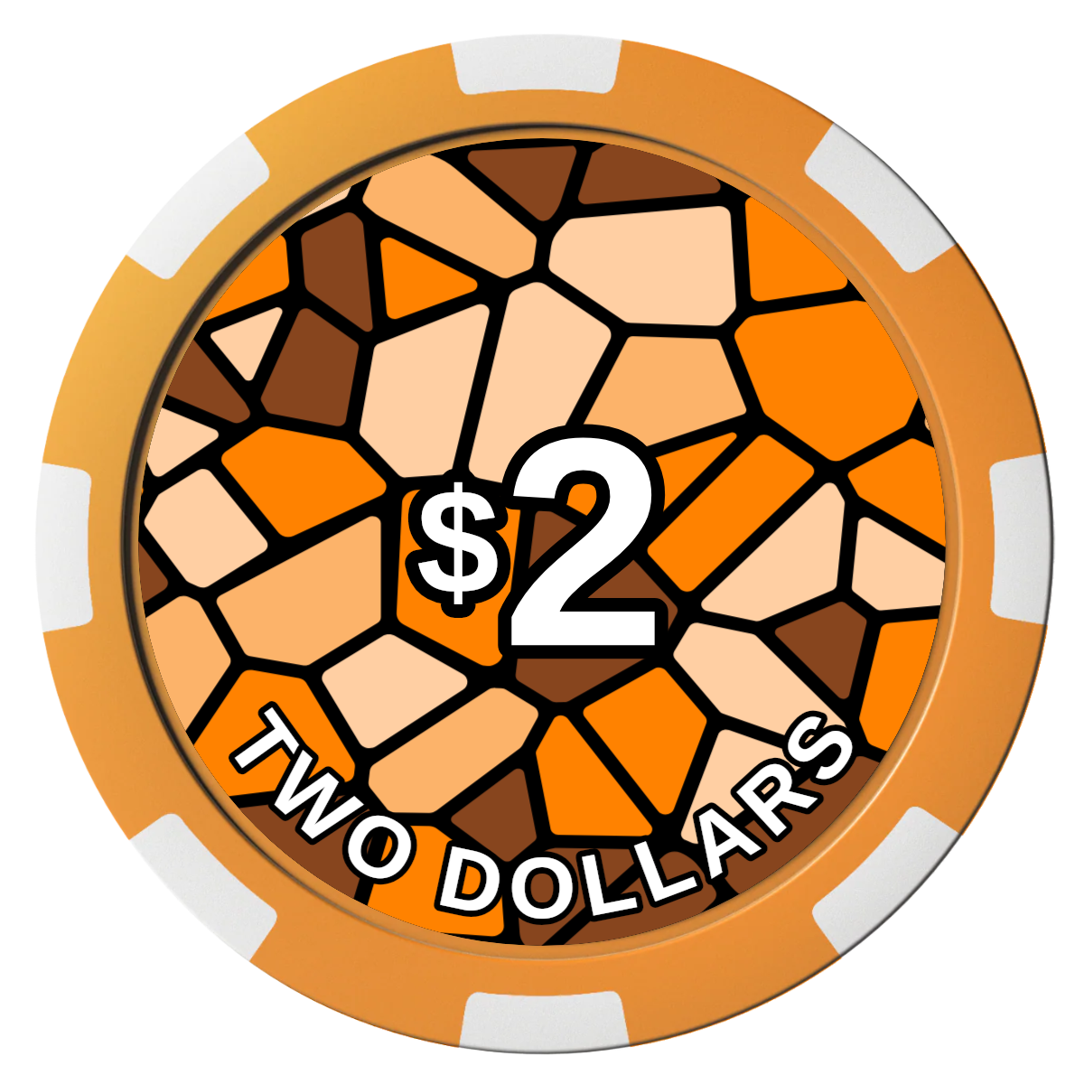 Stained Glass Composite Poker Chips - Orange / 8 Spot - Front