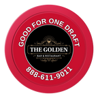 Branded Logo Bar Drink Token 2" Oversized Poker Chip - Custom Dealer Button & Card Protector - Red - Front