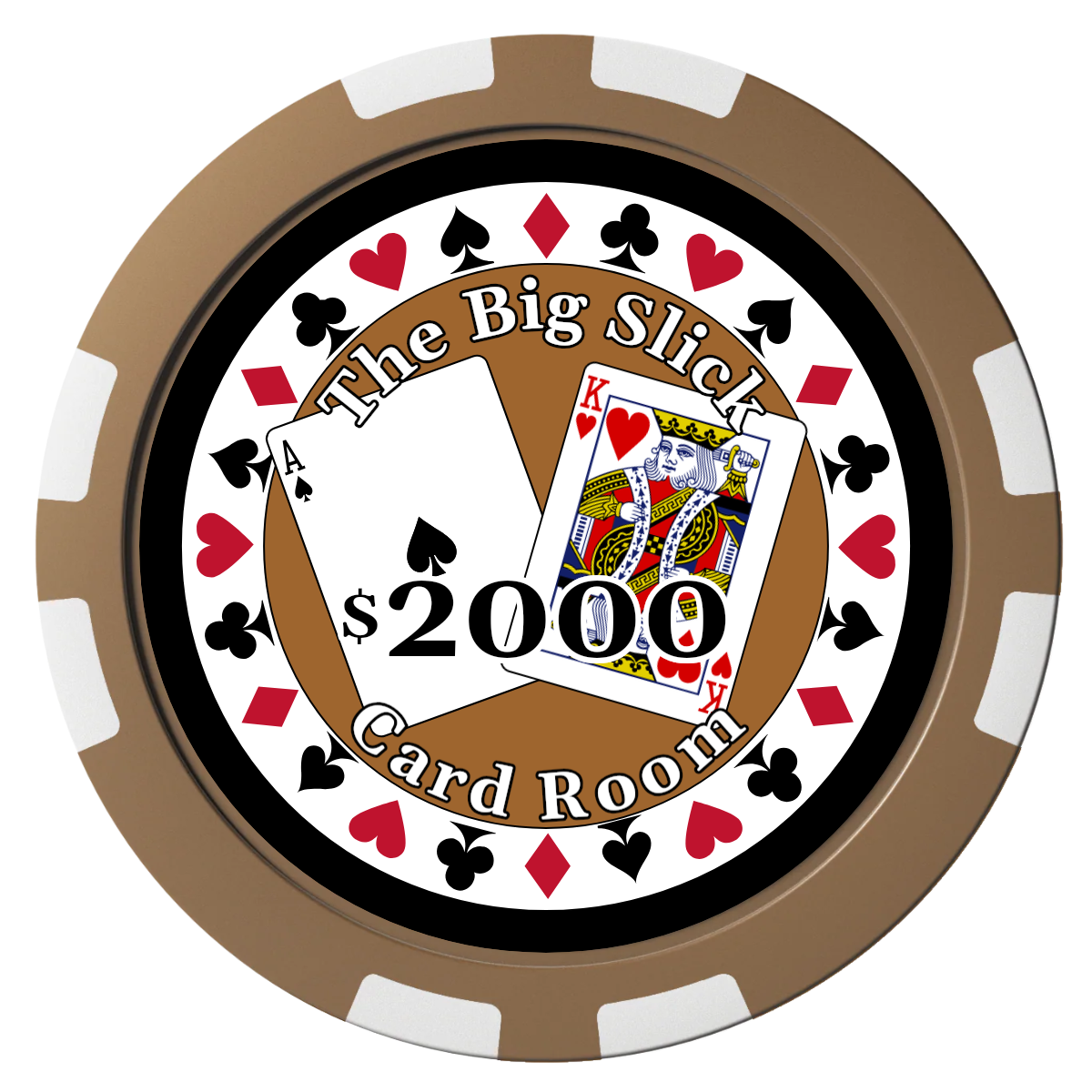 AK Big Slick Composite Poker Chips - Brown / 8 Stripe - Front