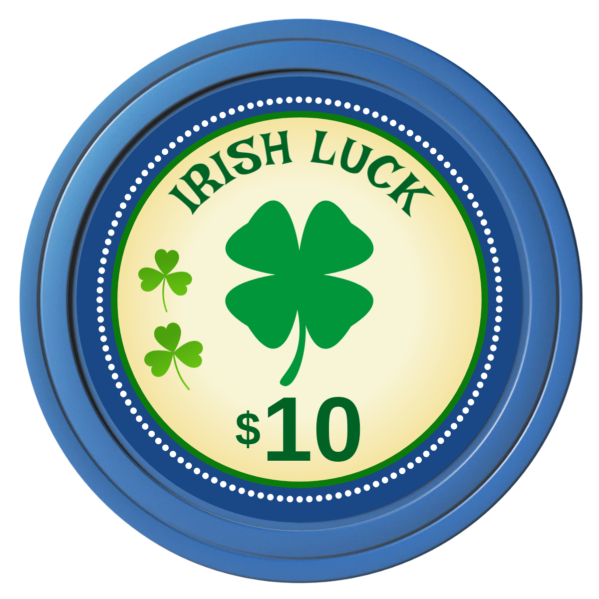 Irish Luck Composite Poker Chips - Blue / Solid - Front