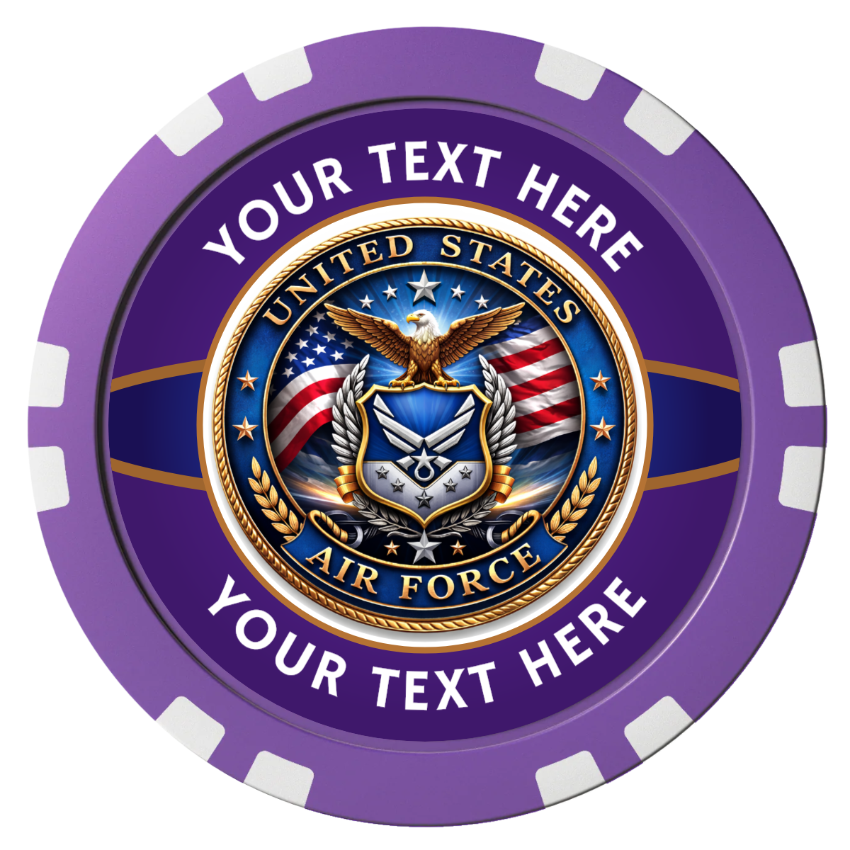 Air Force Composite Poker Chips - Purple / Double Stripe - Front