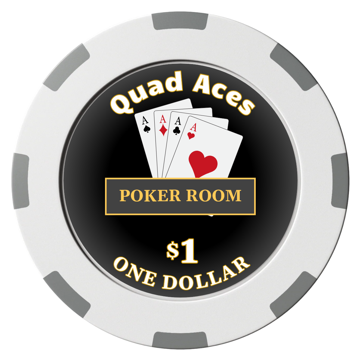Quad Aces Clay Poker Chips - White / 8 Spot (2 Tone) / 40mm - Front