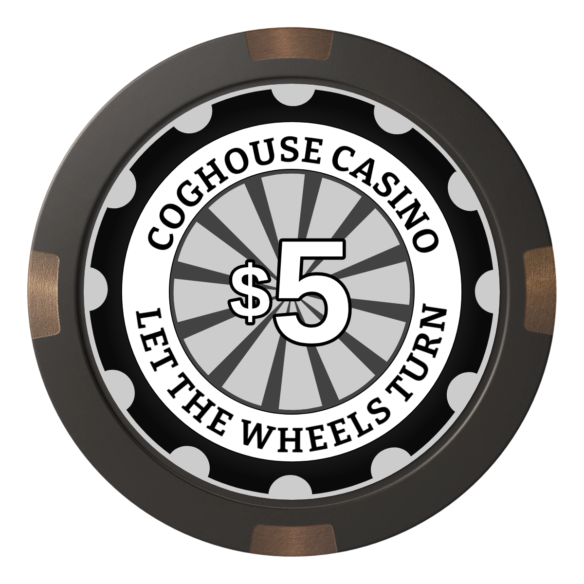Cog House Composite & Metal Hybrid Poker Card Protectors - Black - Front