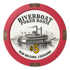 Riverboat Poker Room Composite & Metal Hybrid Poker Chips - Red - Back