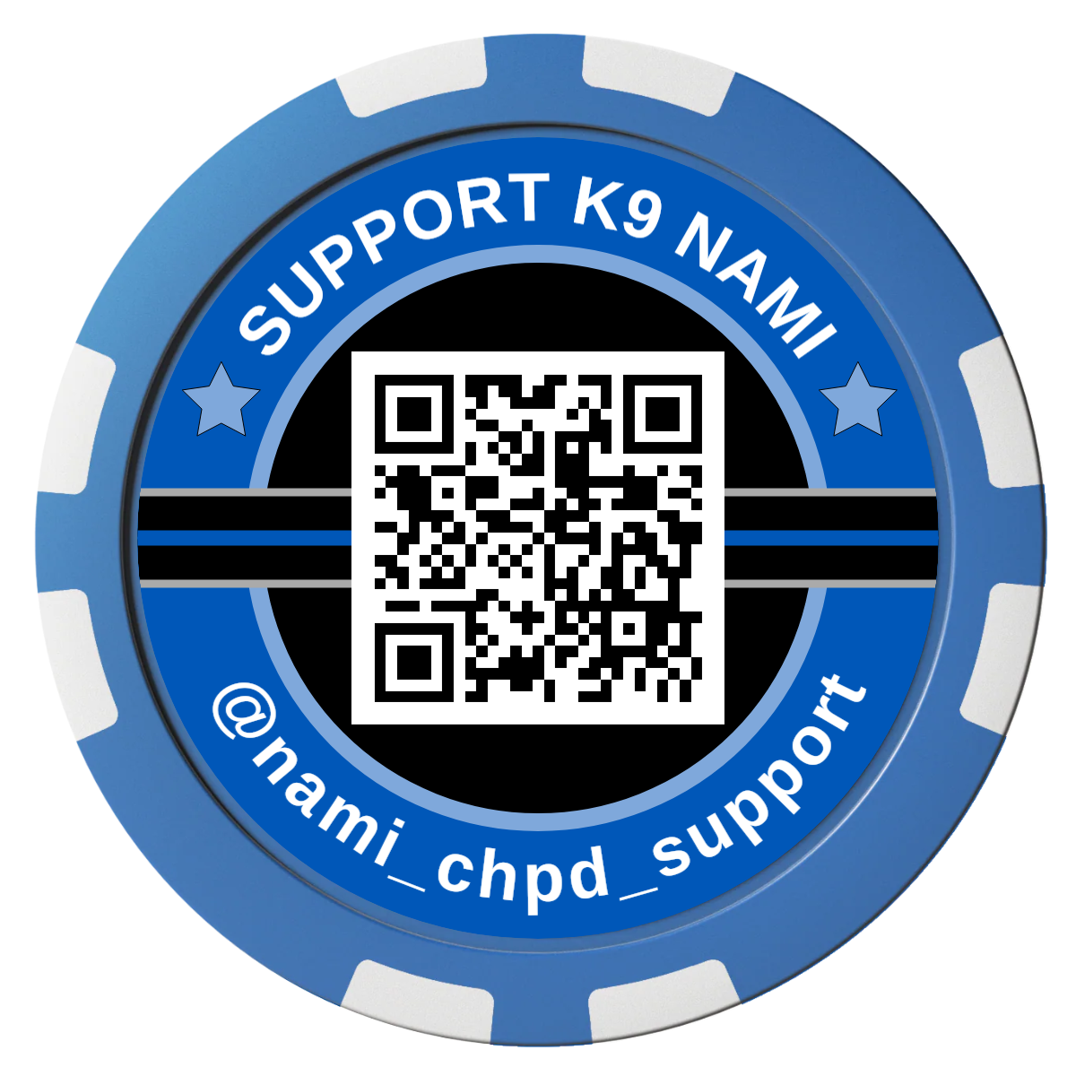 Police Department K9 #02 Composite Poker Chips - Blue / 8 Stripe - Back