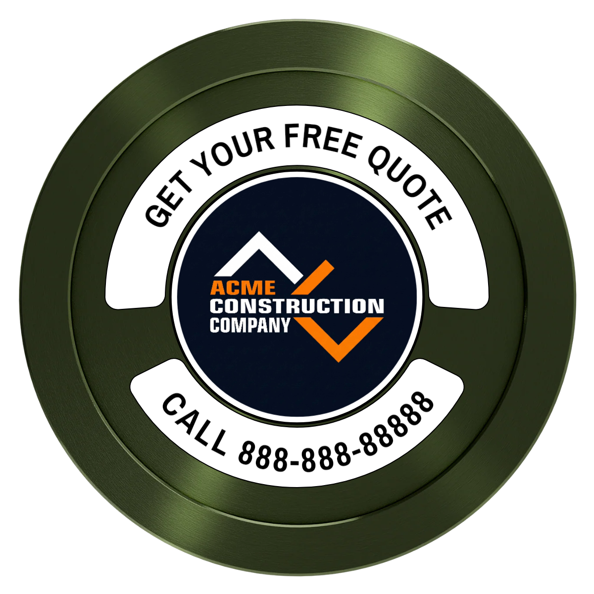 Acme Construction Aluminum Poker Chips - Green - Back