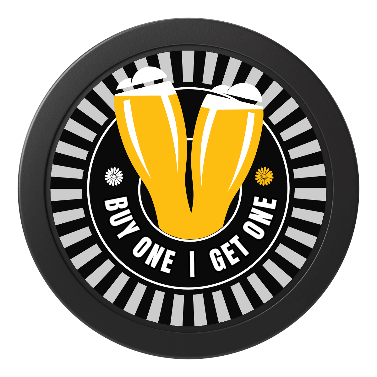 Double Pint 2" Oversized Poker Chips - Black - Back