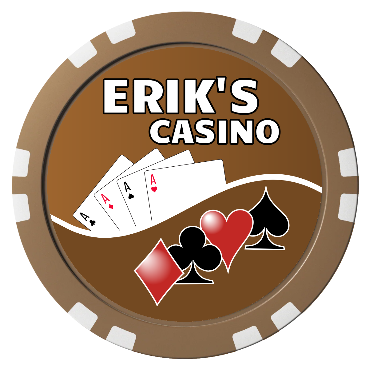 Erik's Casino Composite Poker Chips - Brown / Double Stripe - Front